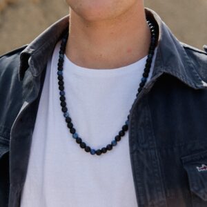 Collar Lapislázuli con Lava volcánica regulable