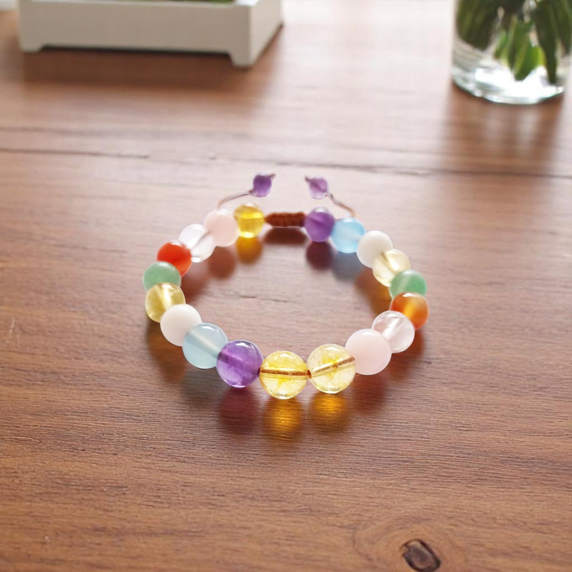 Pulsera de piedras preciosas de chakra arcoíris