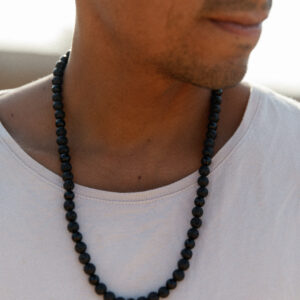 Collar Obsidiana con Lava regulable