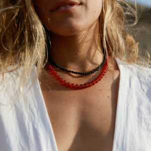 Pack de 2 Collares Ágata fuego y Lava minimal