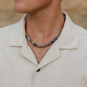 Collar Jaspe gris minimal