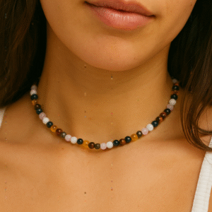 Collar mezcla de piedras Premium, cuarzos y plata .925 | 4 mm